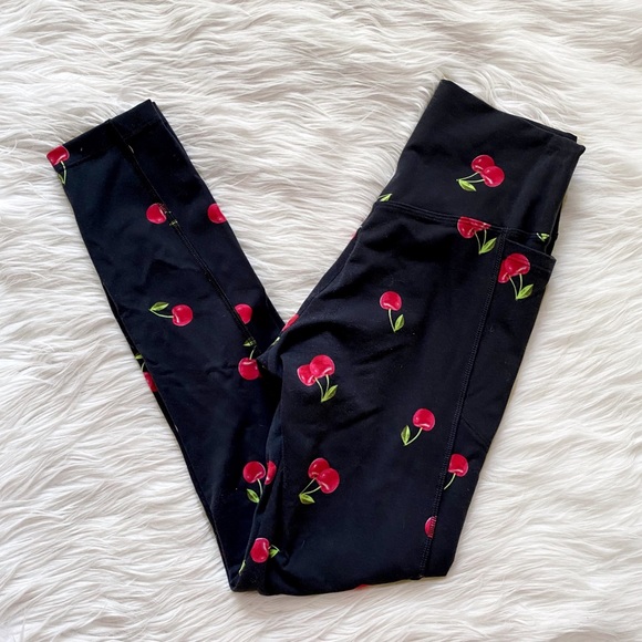 PINK Victoria's Secret Pants - VS PINK Black Cherry Print High Rise Leggings